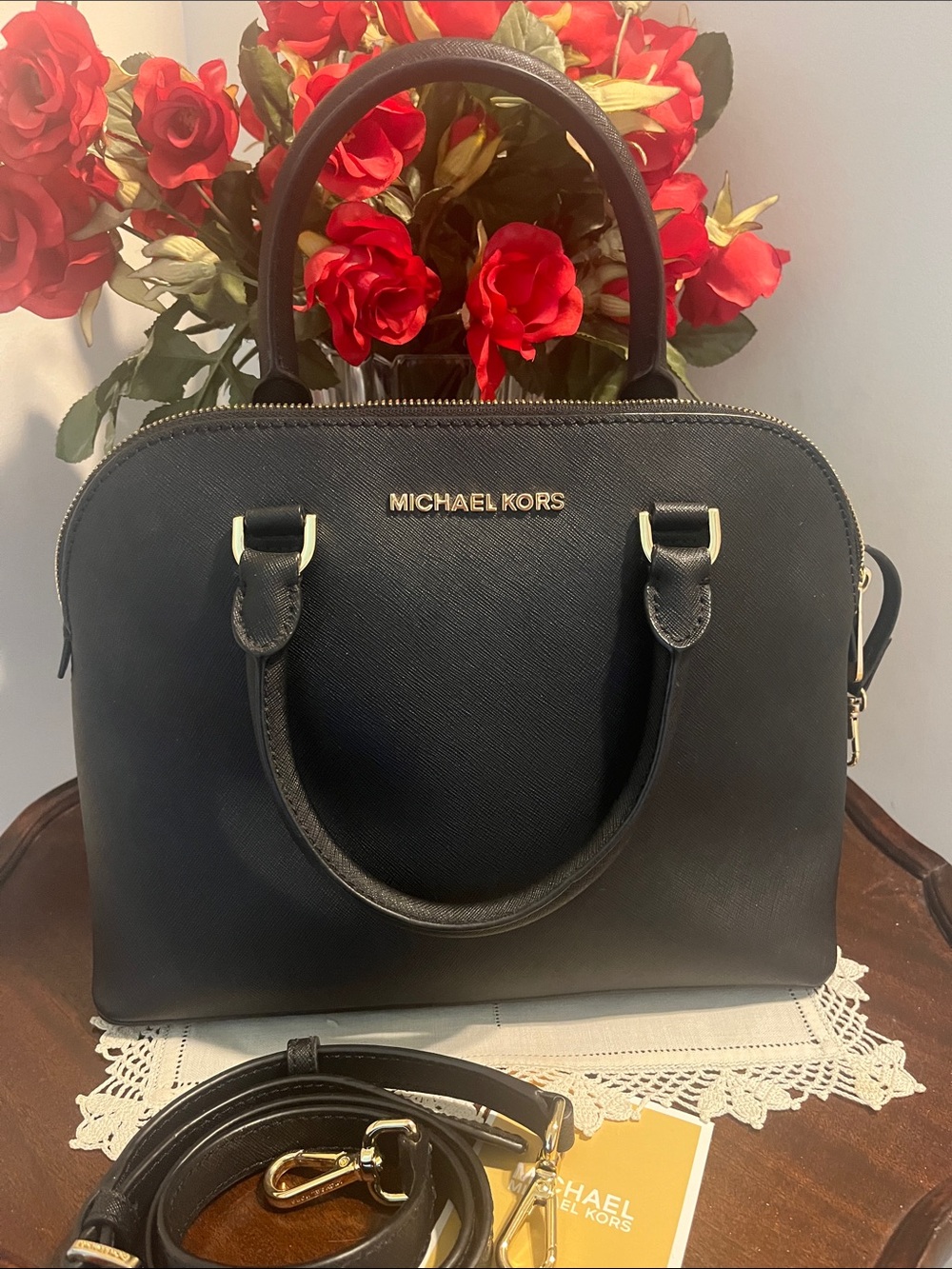 Michael Kors black dome satchel